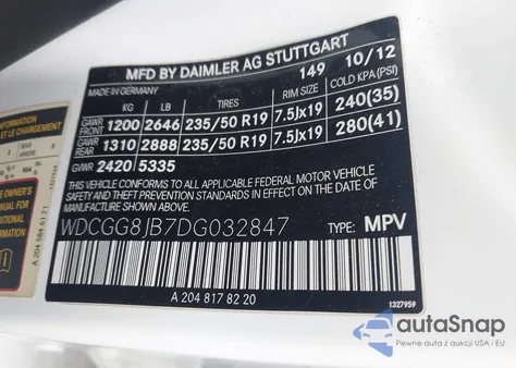 2013 Mercedes-Benz Glk 350 4Matic from USA, damaged, VIN WDCGG8JB7DG032847